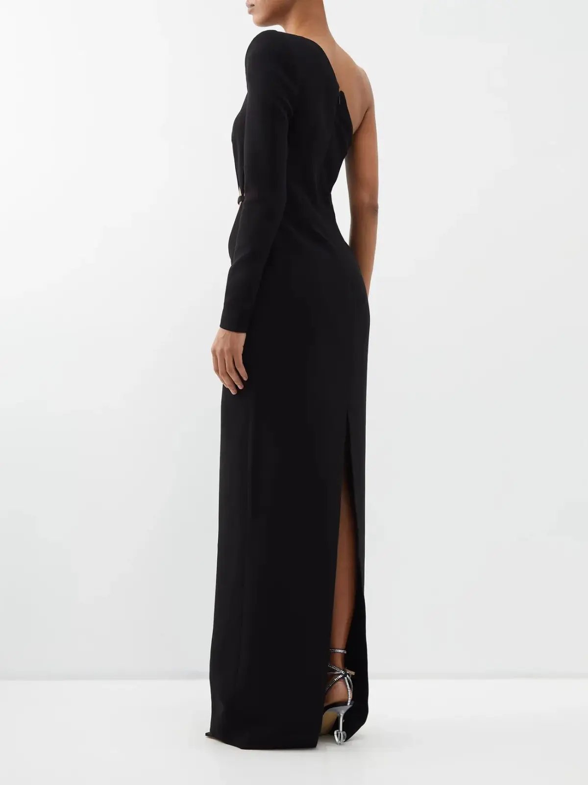 Monot One-Shoulder Cut Out Crepe Black Size 8 photo 2