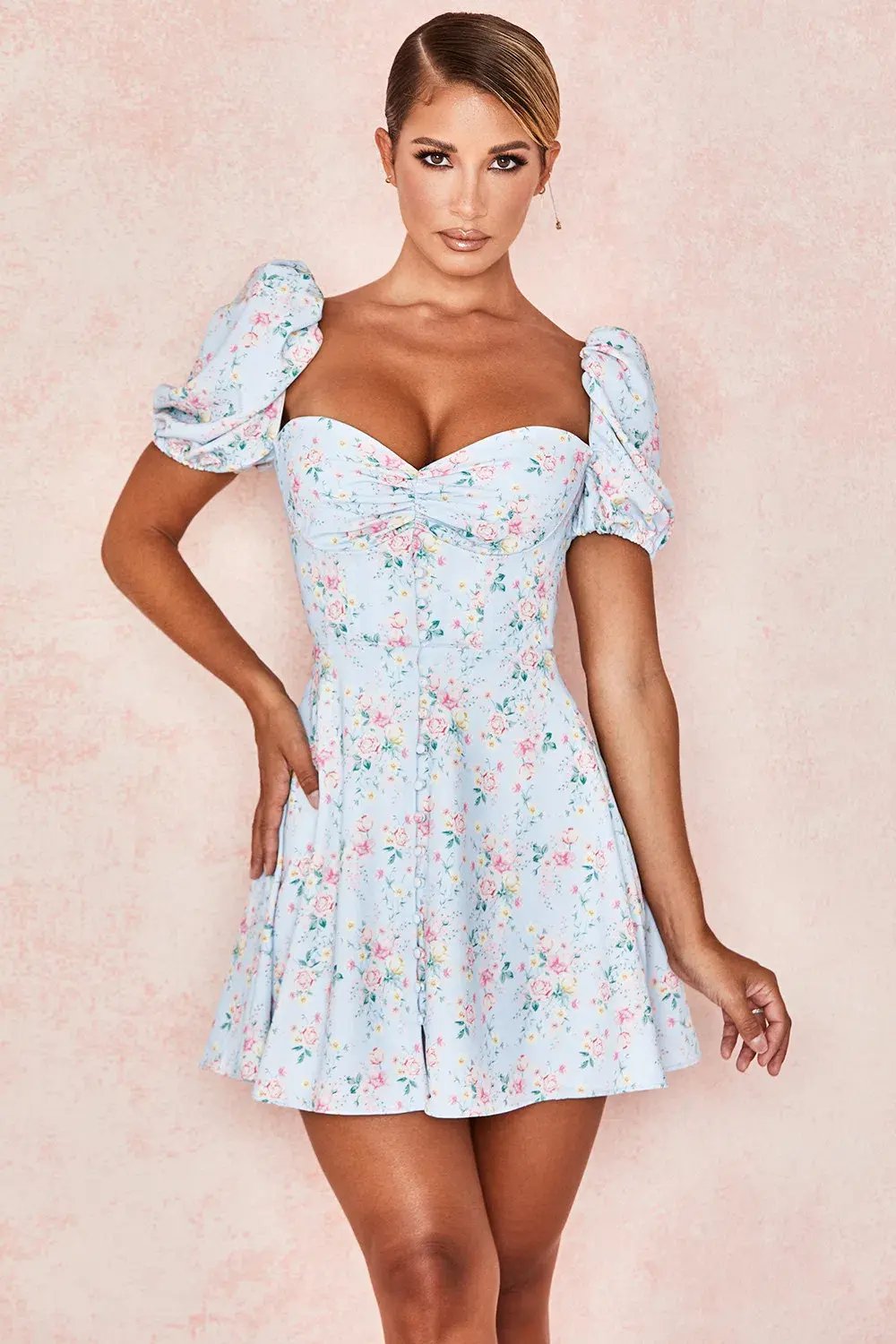 House Of CB Aria Mini Sundress Blue Floral Size S / Au 8 photo 2