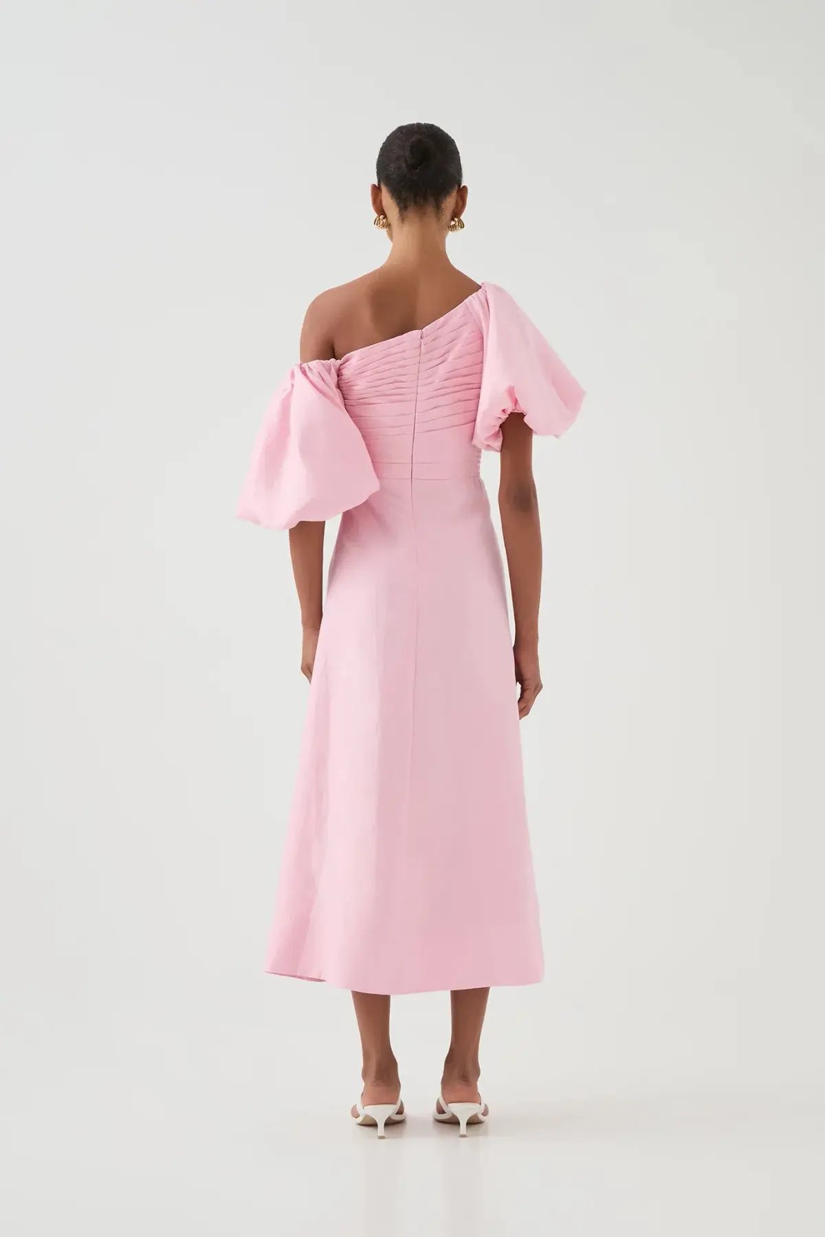 Aje Cadence Ruched Midi Dress / Pink / Size 16 photo 4