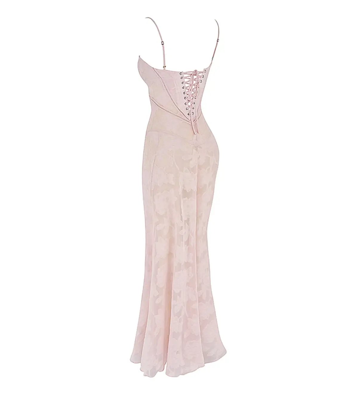 House Of CB Seren Floral Lace Back Maxi Dress Soft Pink Size S/AU 8 photo 5