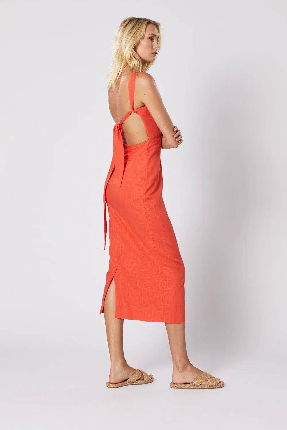 Winona Volt Tie Back Dress Orange Size 10 photo 3