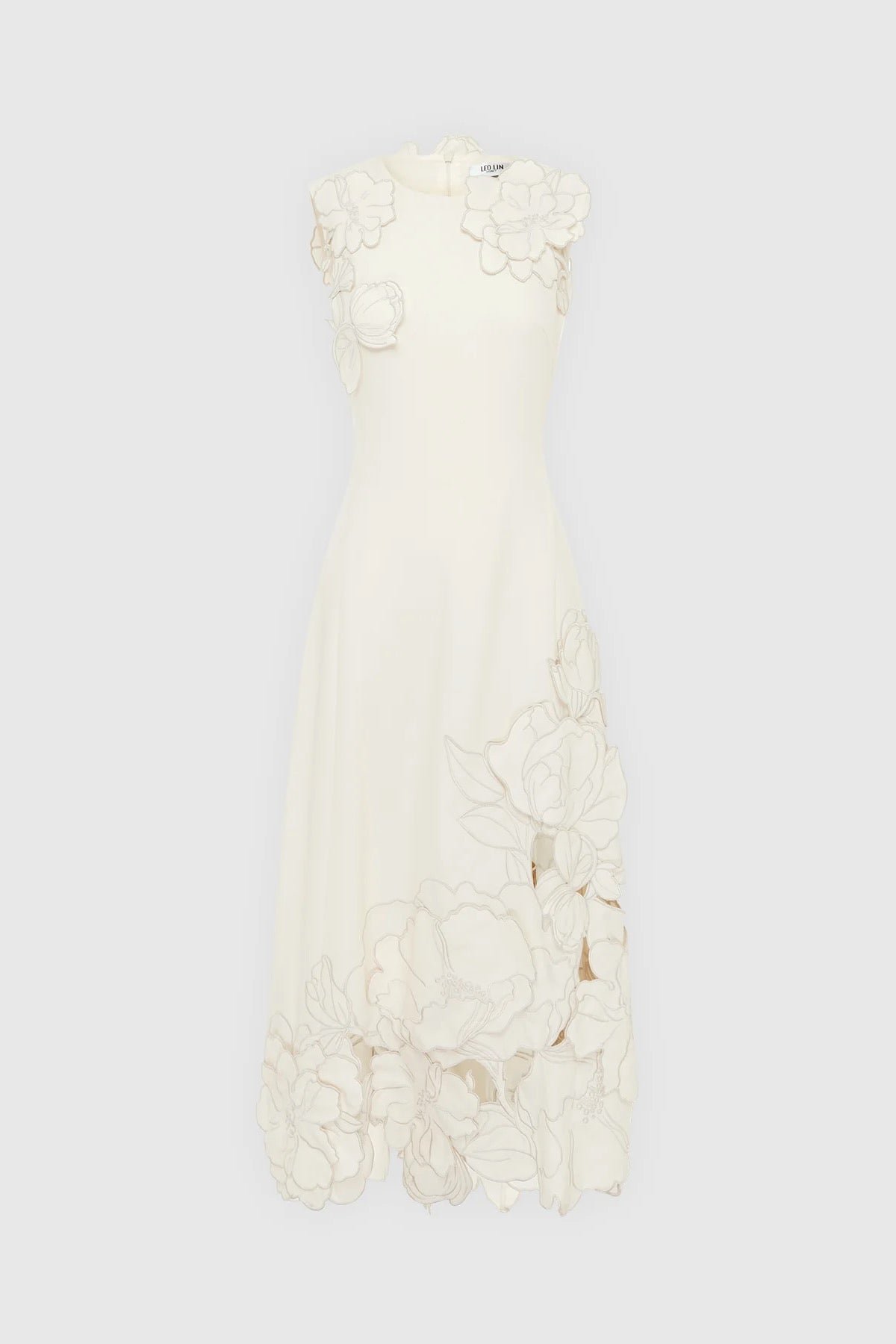 LEO LIN CHLOE APPLIQUÉ SLEEVELESS MIDI DRESS - VANILLA photo 5