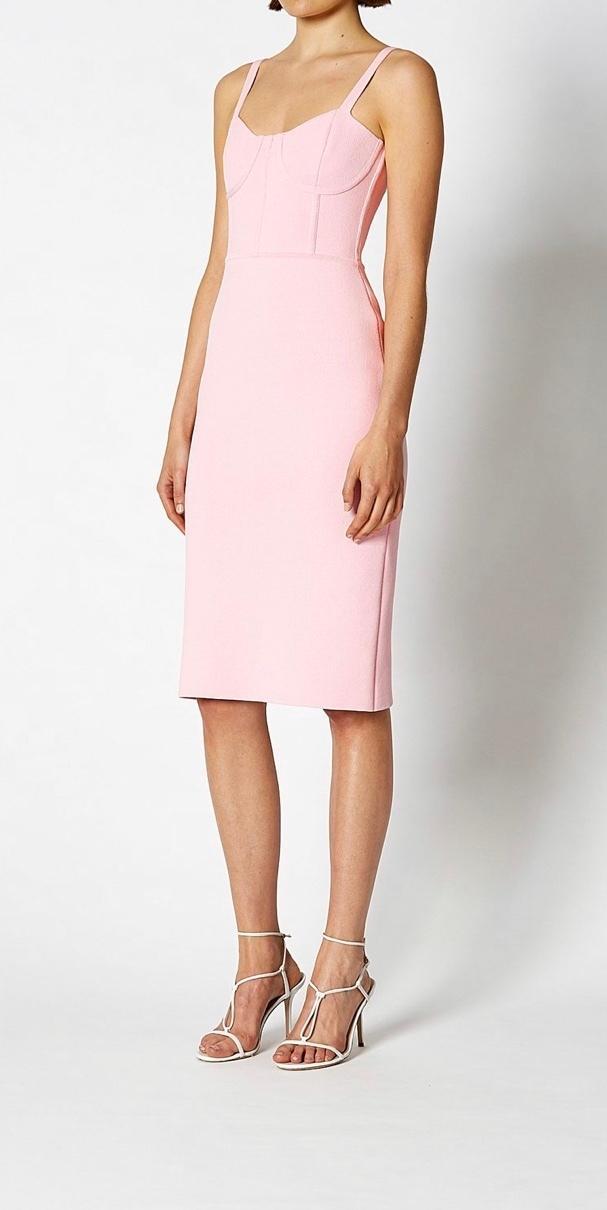Scanlan Theodore Crepe Knit Bustier Dress Pink Size 8 photo 4