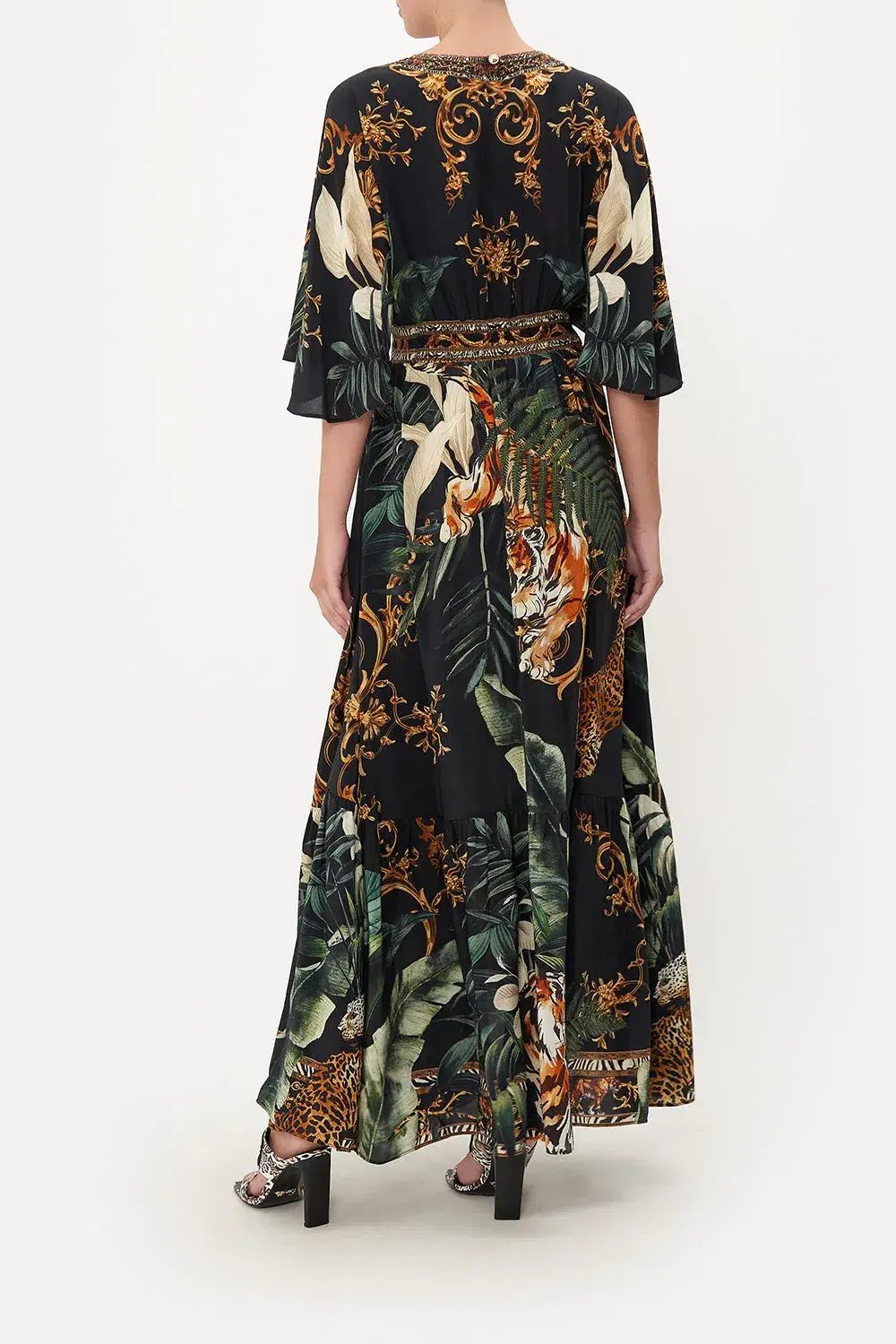 Camilla Easy Tiger New Season Full Length Waisted Dress With Hem Ruffle Black Size XS / AU 8 photo 2