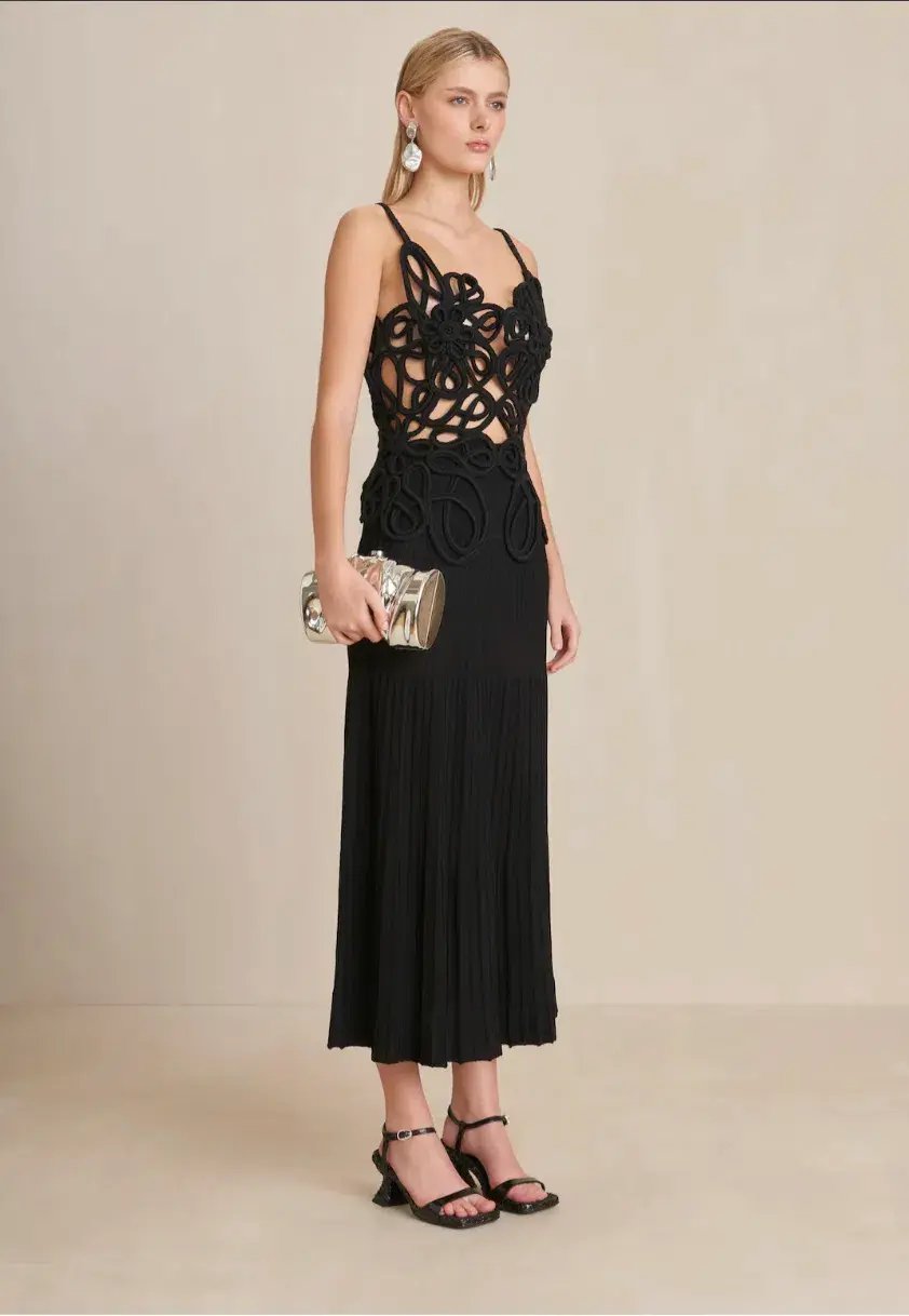 Cult Gaia Nalda Knit Midi Dress in Black Size XS / AU 6 photo 6
