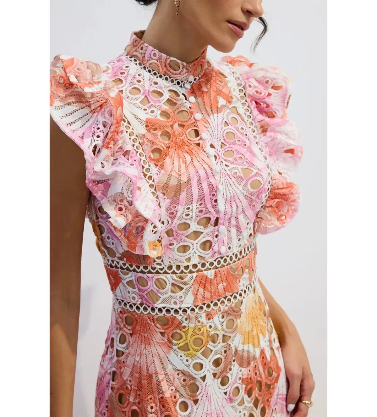 Sunfere Hilda Print Lace Embroidered Dress Multi Size L (AU12-14) photo 2
