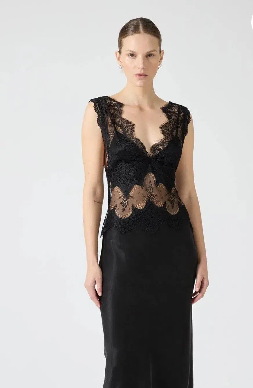 Third Form Vision Lace Deep V Maxi Dress Size 8 photo 2