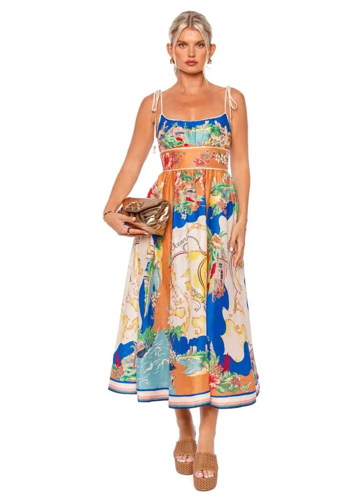 Zimmermann Alight Picnic Midi Dress Nautical Map Size 0 / AU 8 photo 2