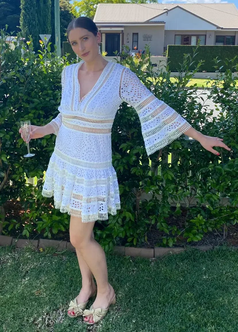 Zimmermann Lovelorn Floral Flutter Dress Ivory Size 3/Au 14 photo 5