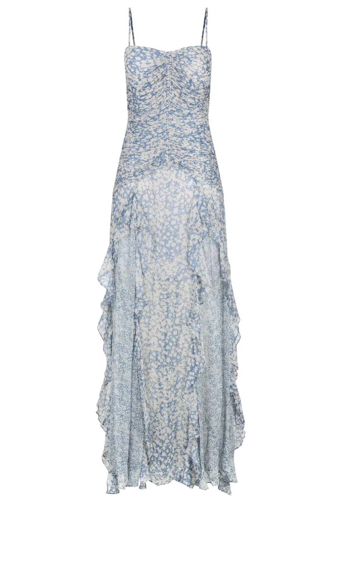Shona Joy Candice Ruched Frill Maxi Dress Print Size 8 photo 3