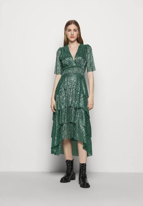 Maje Ruffine Dress Green Size 14 photo 2
