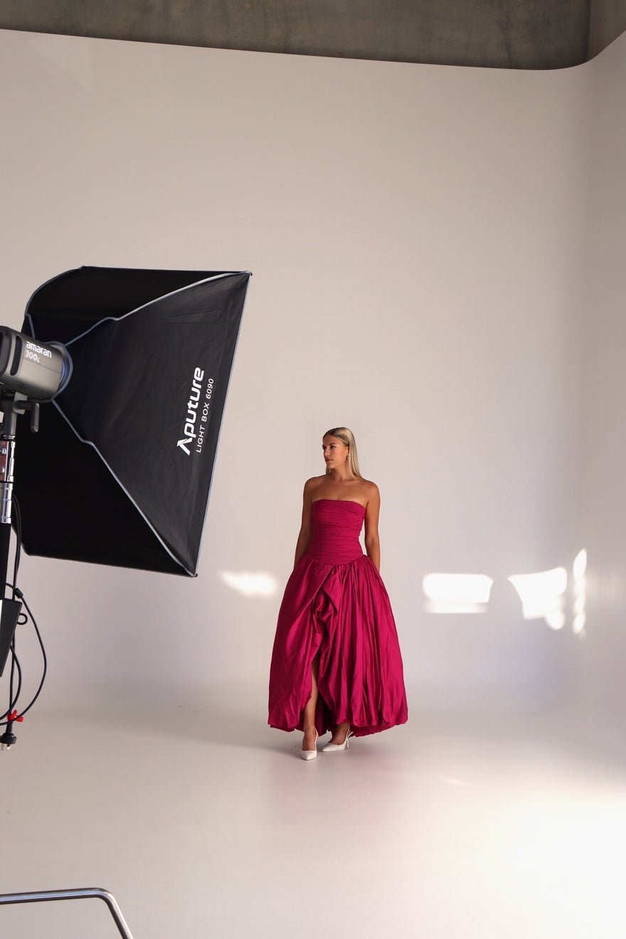 Aje Bubble Hem Gown Deep Magenta photo 4