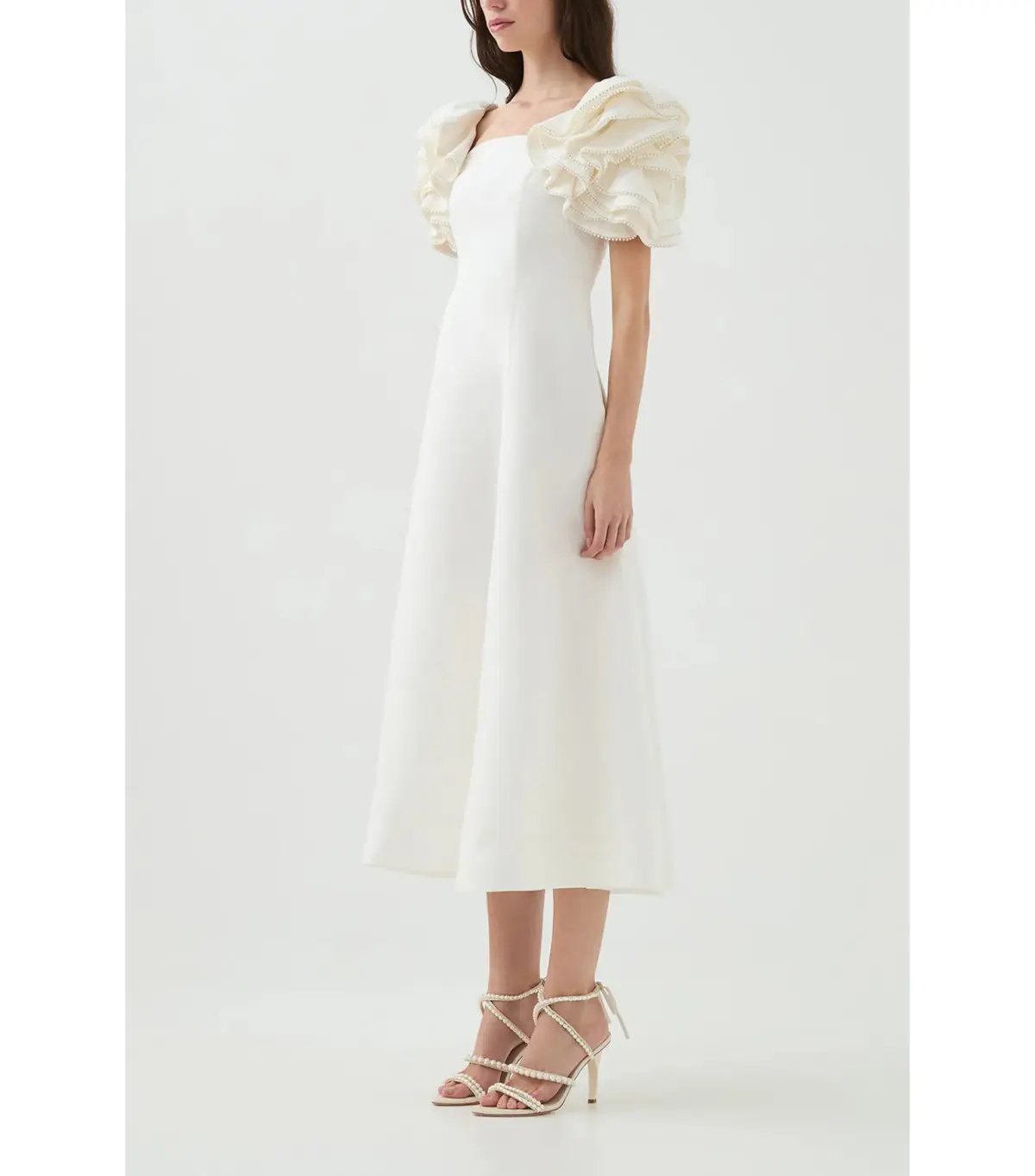 Aje Twyla Midi Dress Ivory Size AU 8 photo 3