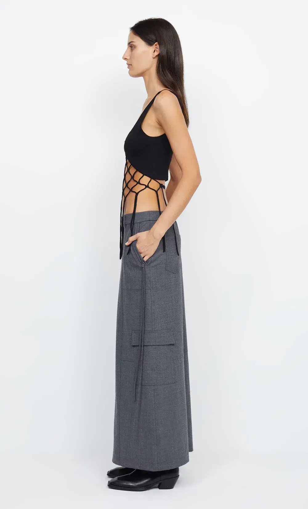 Bec & Bridge Aria Knit Cropped Top Black Size 8 photo 4
