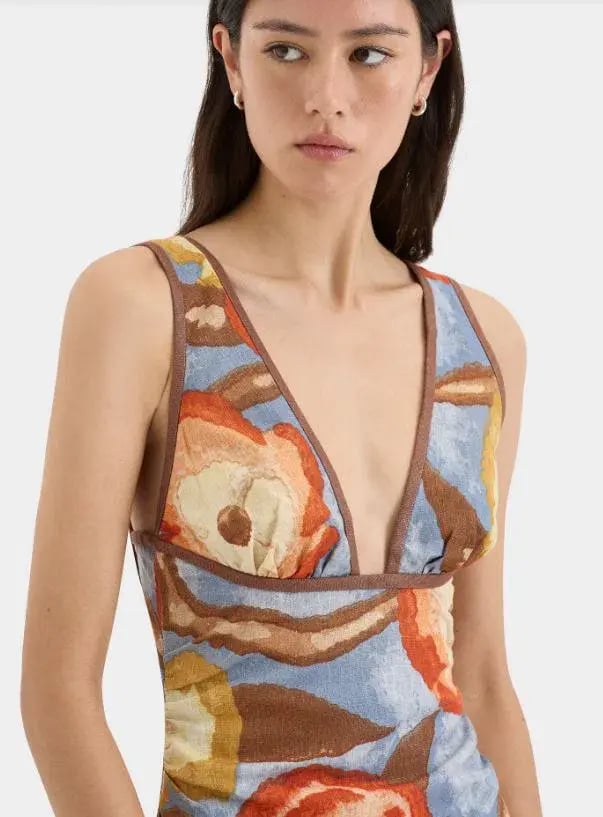 Sir the Label Avery V Neck Midi Dress Camellia Floral Print Size 0 (AU 6) photo 2