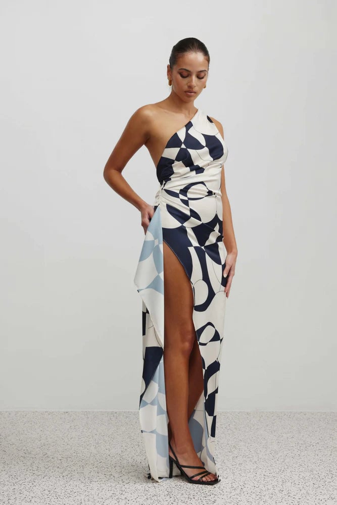 LEXI SAMIRA DRESS - ABSTRACT NAVY PRINT photo 4