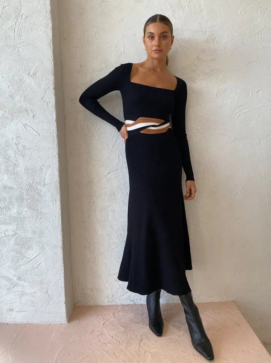 Sovere Studios Inertia Knit Midi Dress Black Size 10 photo 4