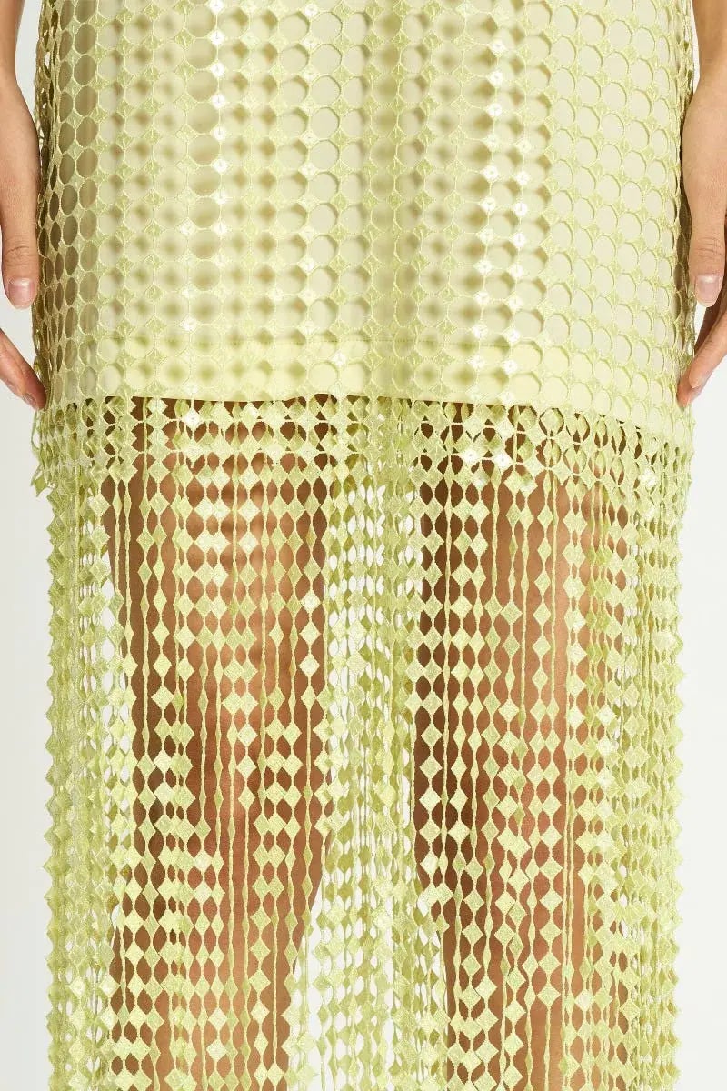 Sass & Bide Pinnacle Lace Midi Dress Lime Size 10 photo 2