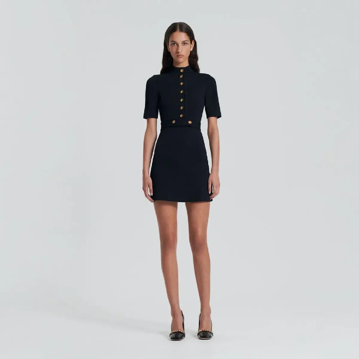 Scanlan Theodore Crepe Knit Mini Dress Black Size 6 photo 3