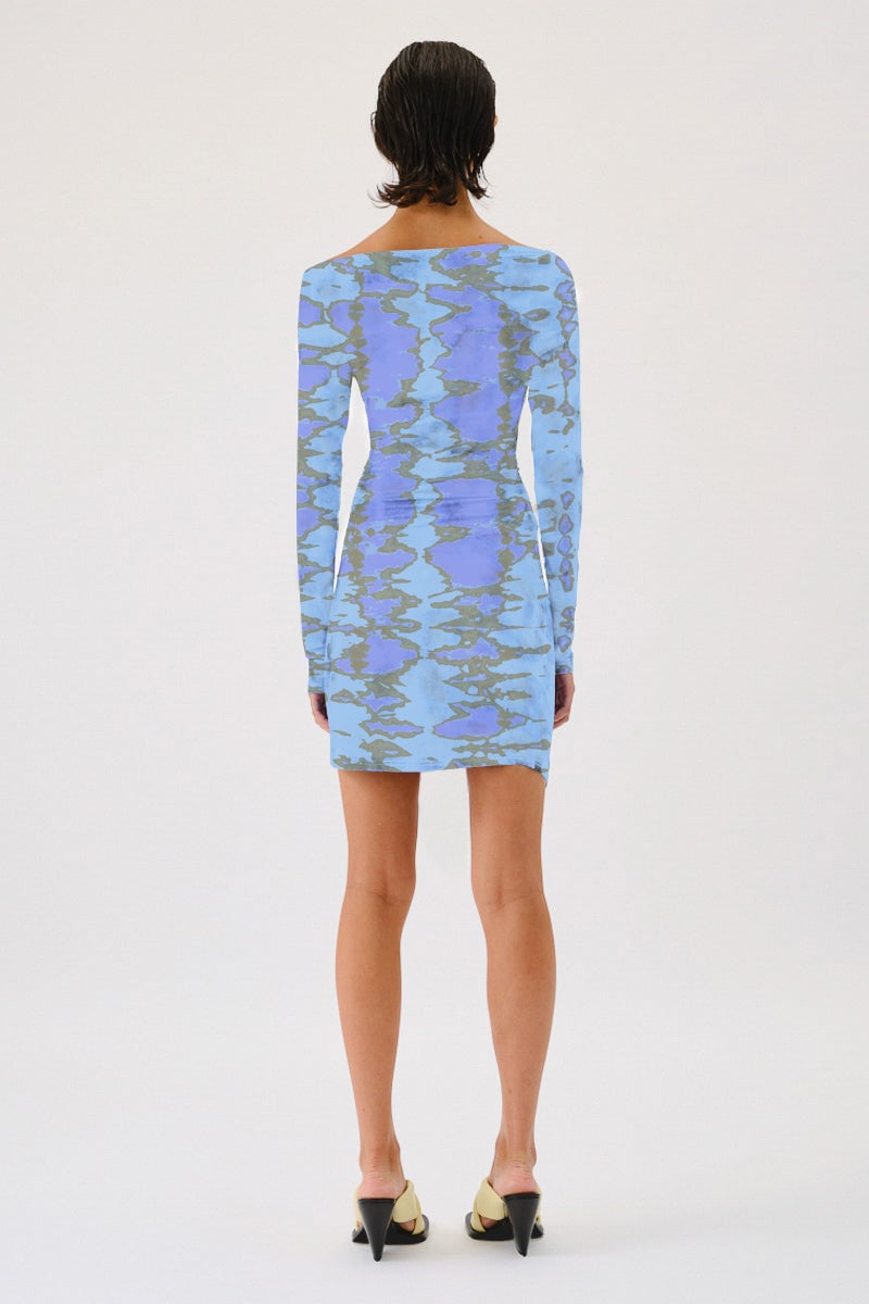 SUBOO CLAUDIA LONG SLEEVED MINI DRESS - ICE BLUE photo 4