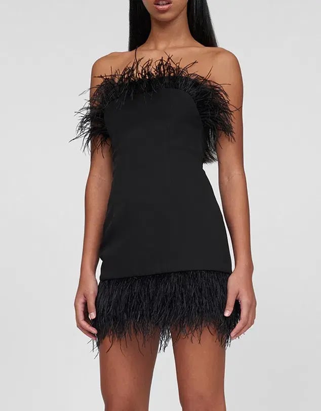 By Johnny Feather Mini Dress Black Size XS / AU 6 photo 6