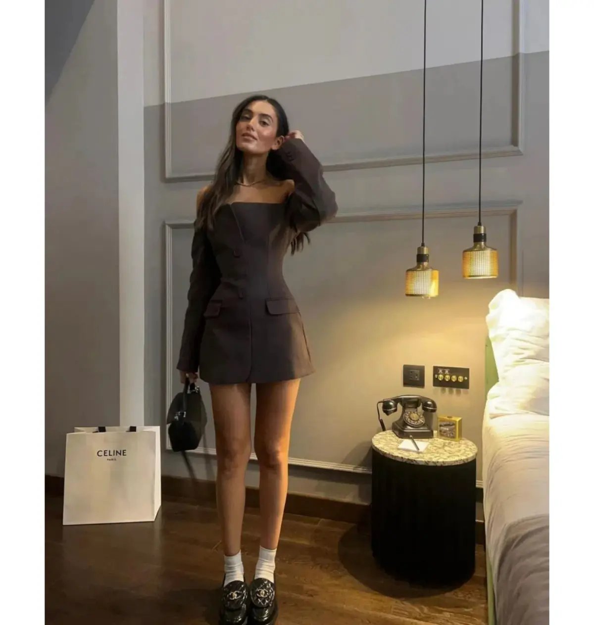 Sir The Label Sandrine Tailored Mini Dress Chocolate Size AU 8 photo 4