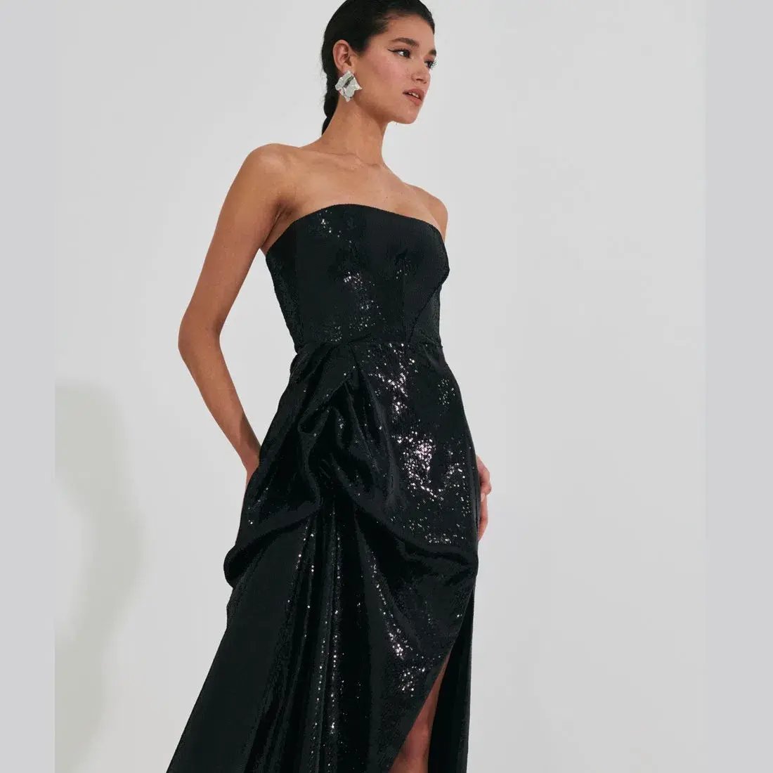 Meraki Official Nicole Sequin Strapless Ball Gown Black Size XS / AU 6 photo 2
