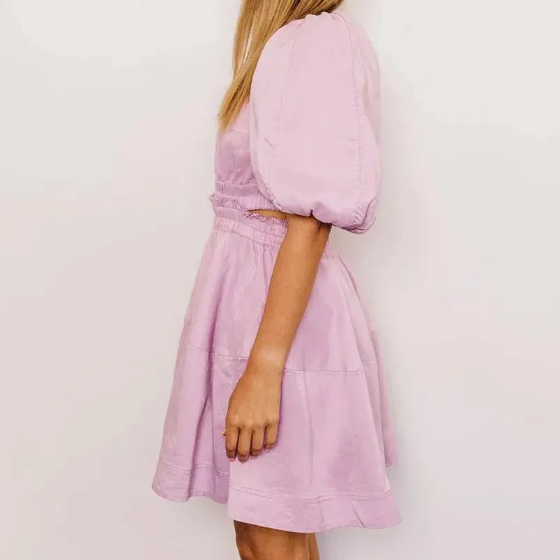 Aje Solitude Lilac Puff Sleeve Cut Out Dress Size 14 photo 7