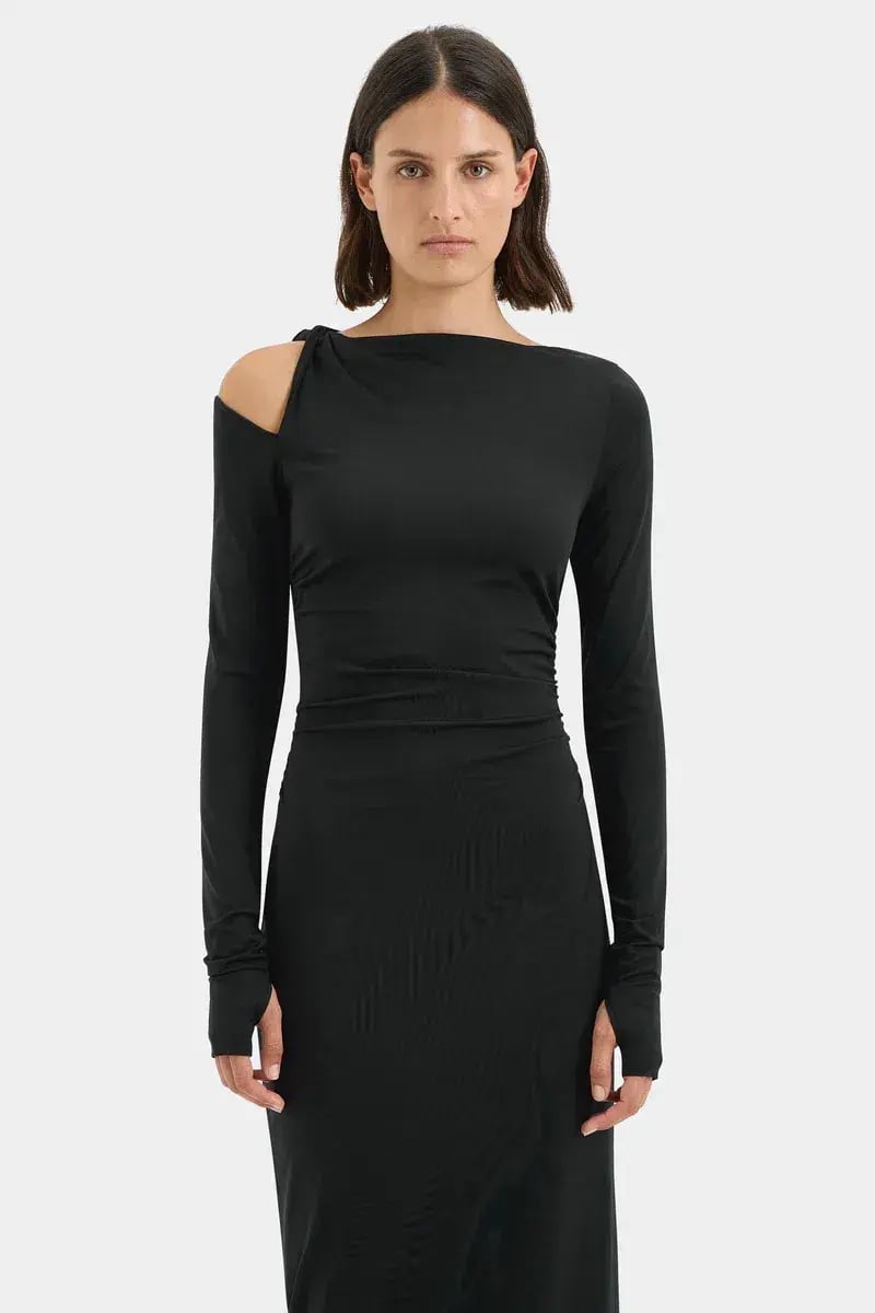 Sir Elm Long Sleeve Midi Black Size AU 8 photo 3