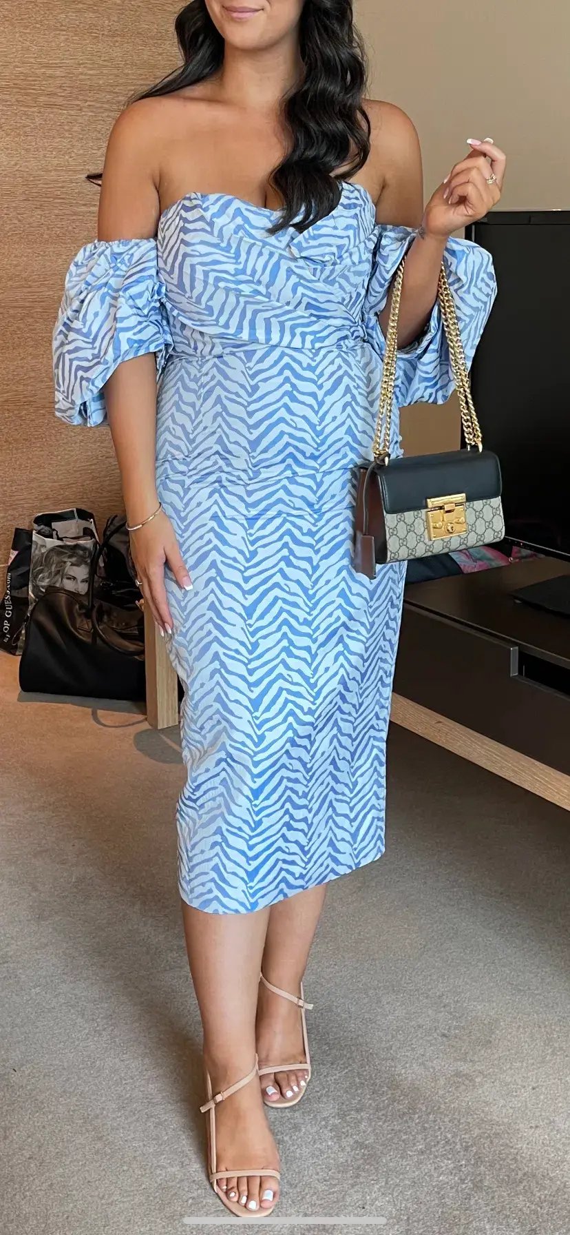 Eliya The Label Amalfi Striped Midi Dress Blue/White Size 12 photo 3