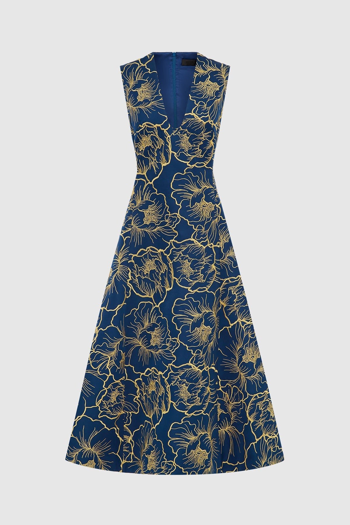 LEO LIN NICOLE V NECK MIDI DRESS - MARINE BLUE photo 5