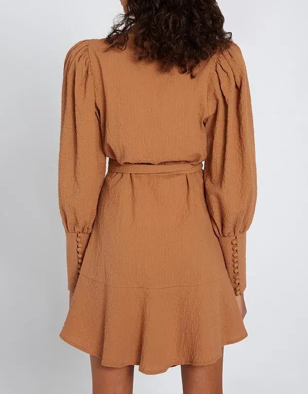 By Johnny Crush Wrap Dress Tan Size 8 photo 4