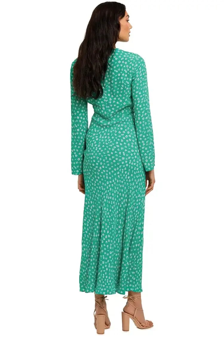Rixo London Arielle Flared Sleeve Midi Dress Green Floral Size 8 photo 3