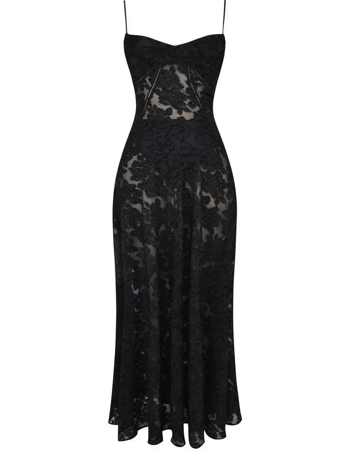 House of CB Seren Floral Lace Back Maxi Dress Black Size 8 photo 3