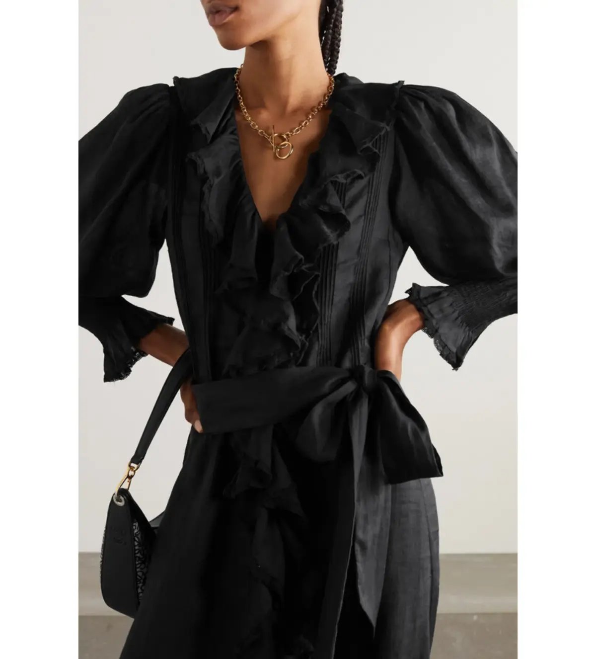 Doen Nadia Dress in Black Ramie Size M /Au 10 photo 3