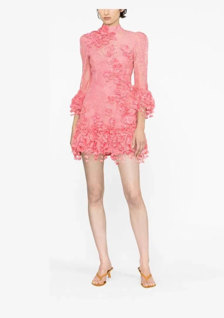 Zimmermann High Tide Lace Mini Dress Guava Size 3 / AU 14 photo 2