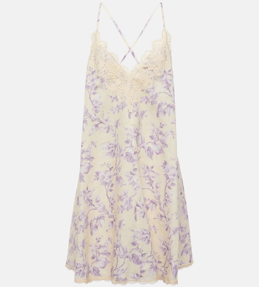 Zimmermann Halliday Lace-trimmed Floral Linen Slip Dress photo 3