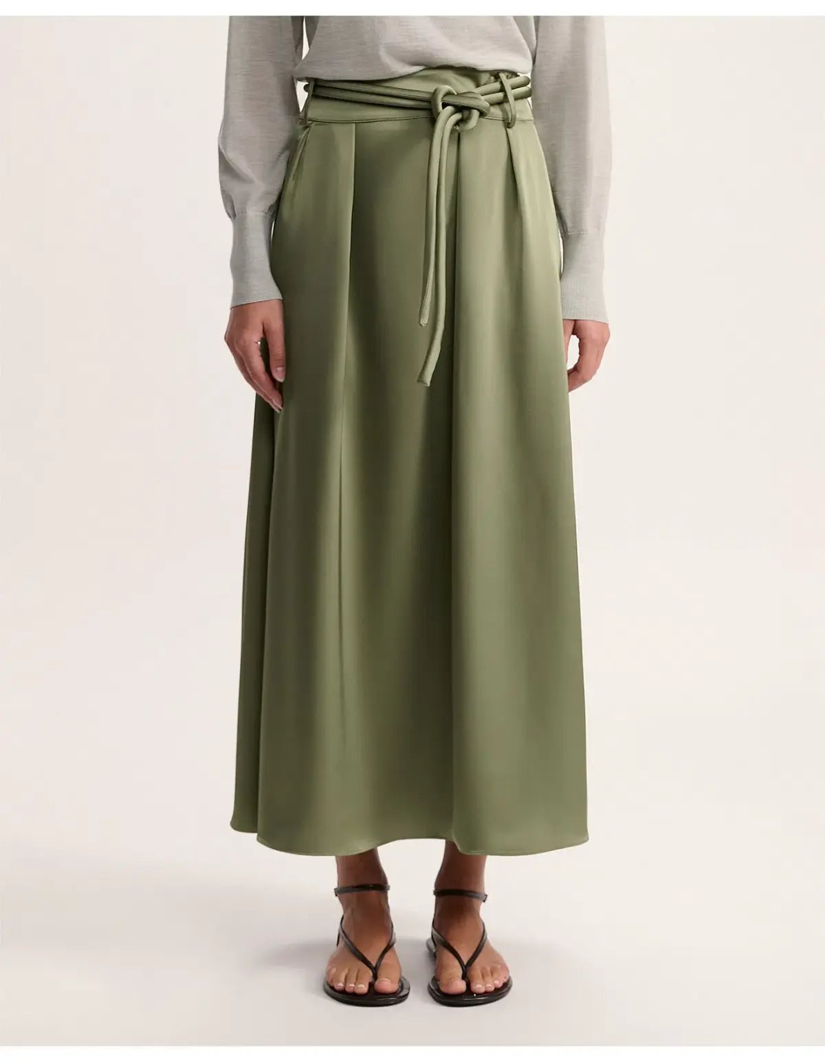 Saba Jayde Belted Midi Skirt Olive Green Size AU 6 photo 2