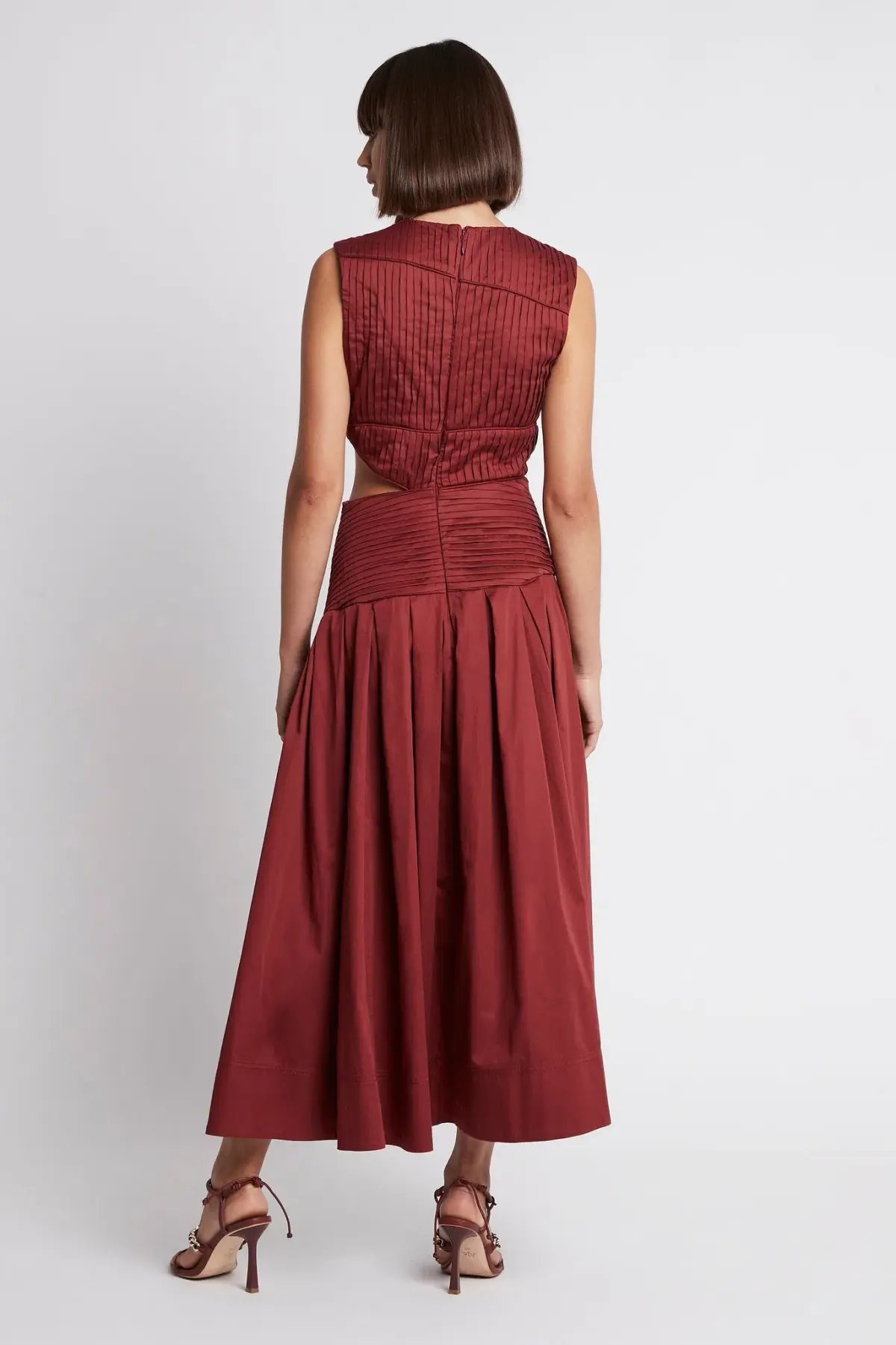 Aje Cascade Cutout Midi Dress in Burgundy Size 6 photo 4