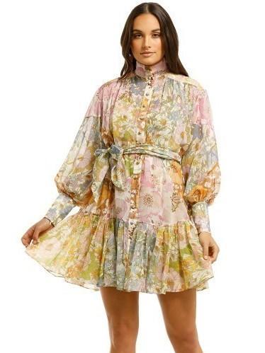 Zimmermann Super Eight Lantern Mini Dress Floral Size 1 / Au 10 photo 2