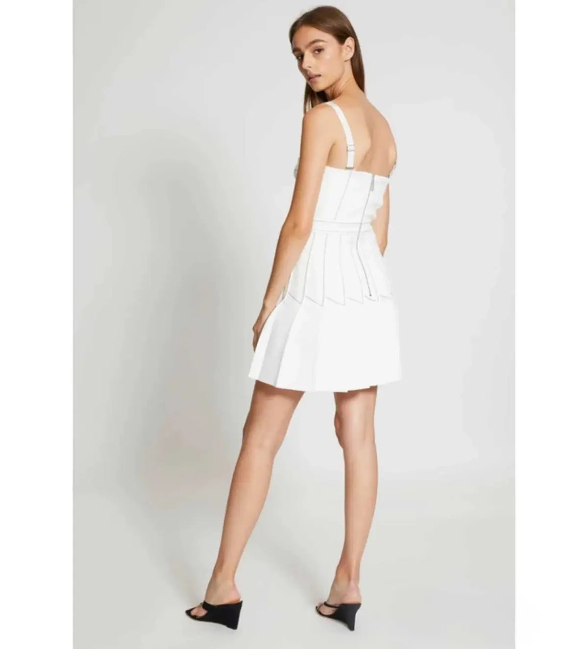 Dion Lee Column Pleated Mini Dress in White Size AU 8 photo 2