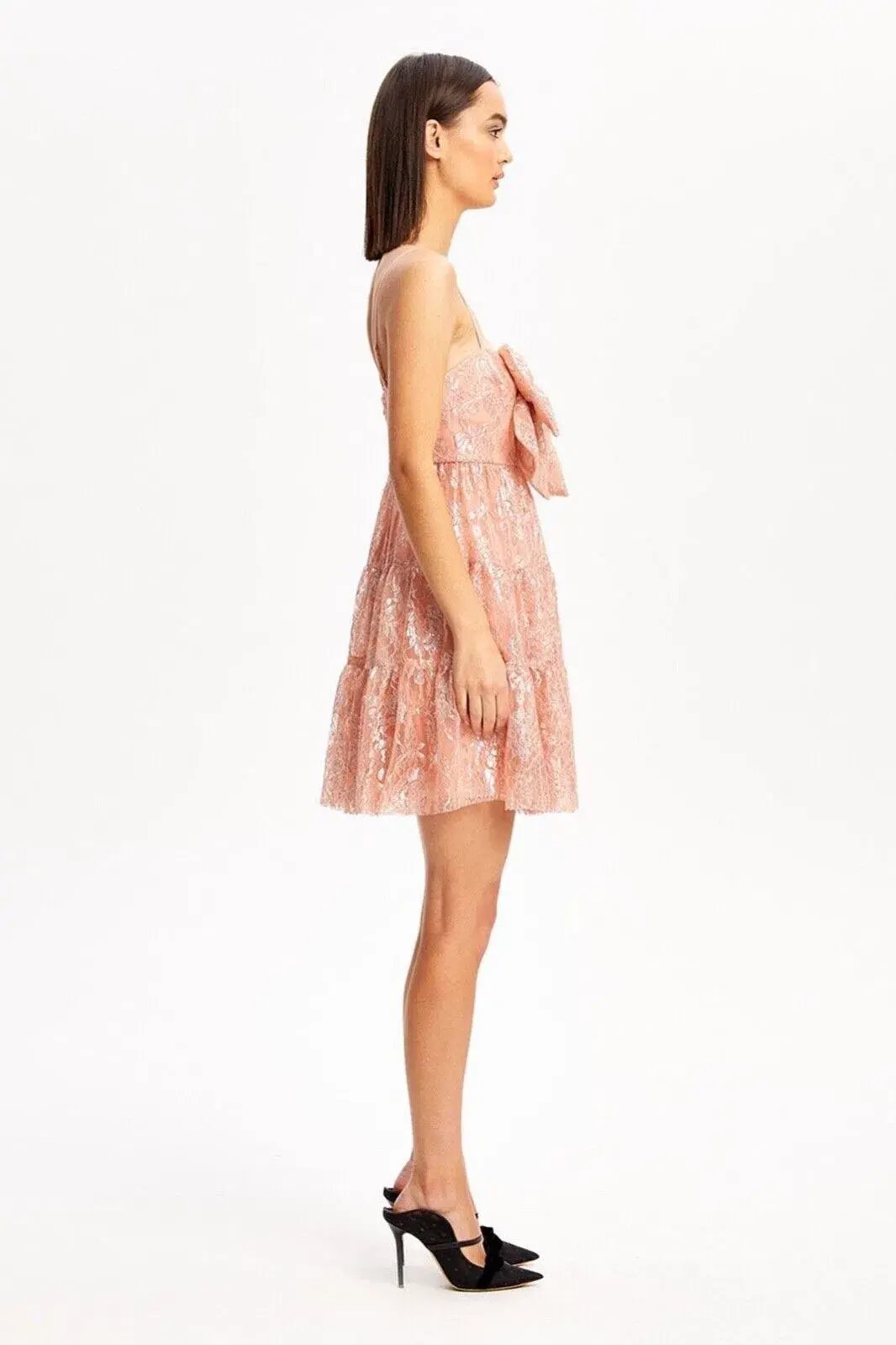 Alice McCall Slow Drives Bow Mini Dress Blush Size 12 photo 2