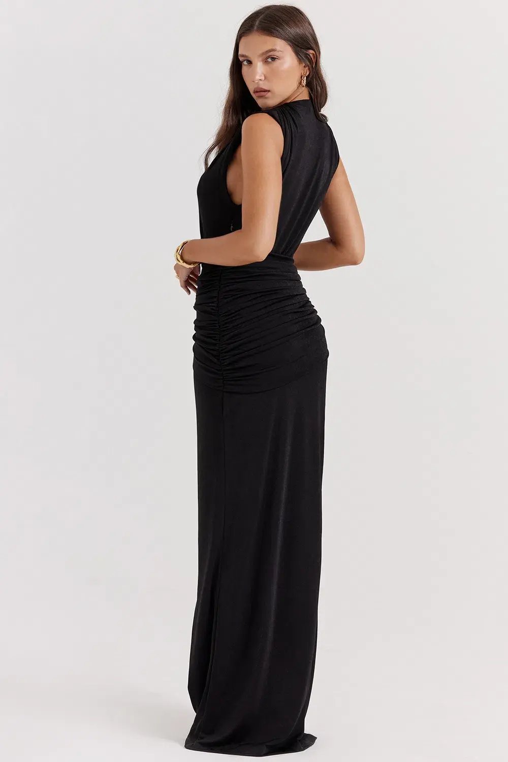 House of CB Larelle Plunge Maxi Dress Black Size 6 photo 3