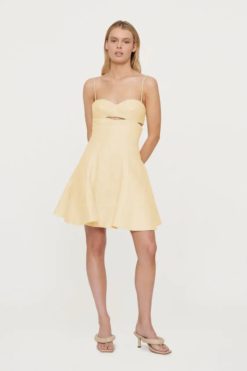 Clea Paige Stitch Mini Dress Yellow Size 8 photo 3