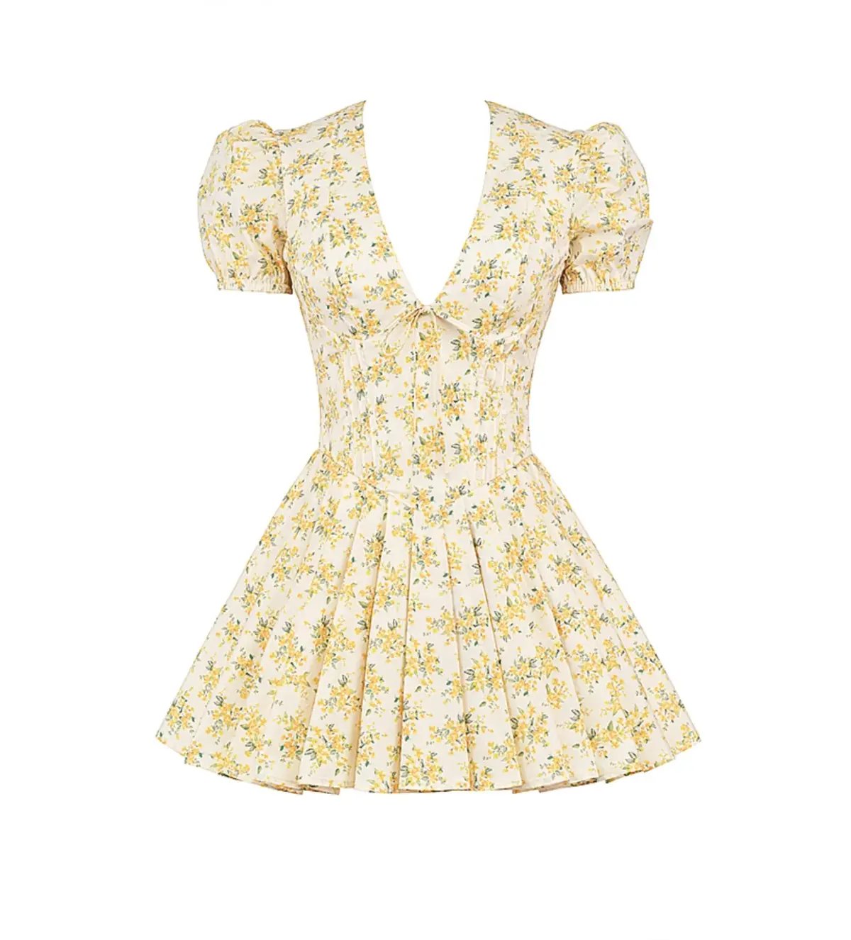 House Of CB Imani Buttercup Pleated Cotton Mini Dress Vintage Floral Print Size 8 photo 5