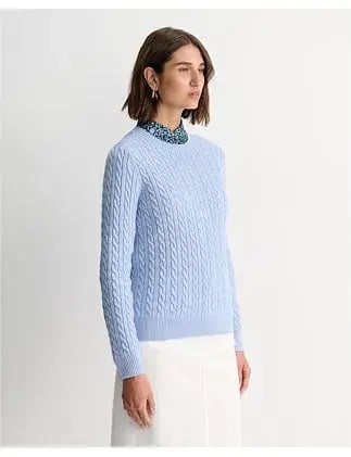 Sportscraft Merino Wool Baby Cable Sweater Pale Blue Size AU 8 photo 3