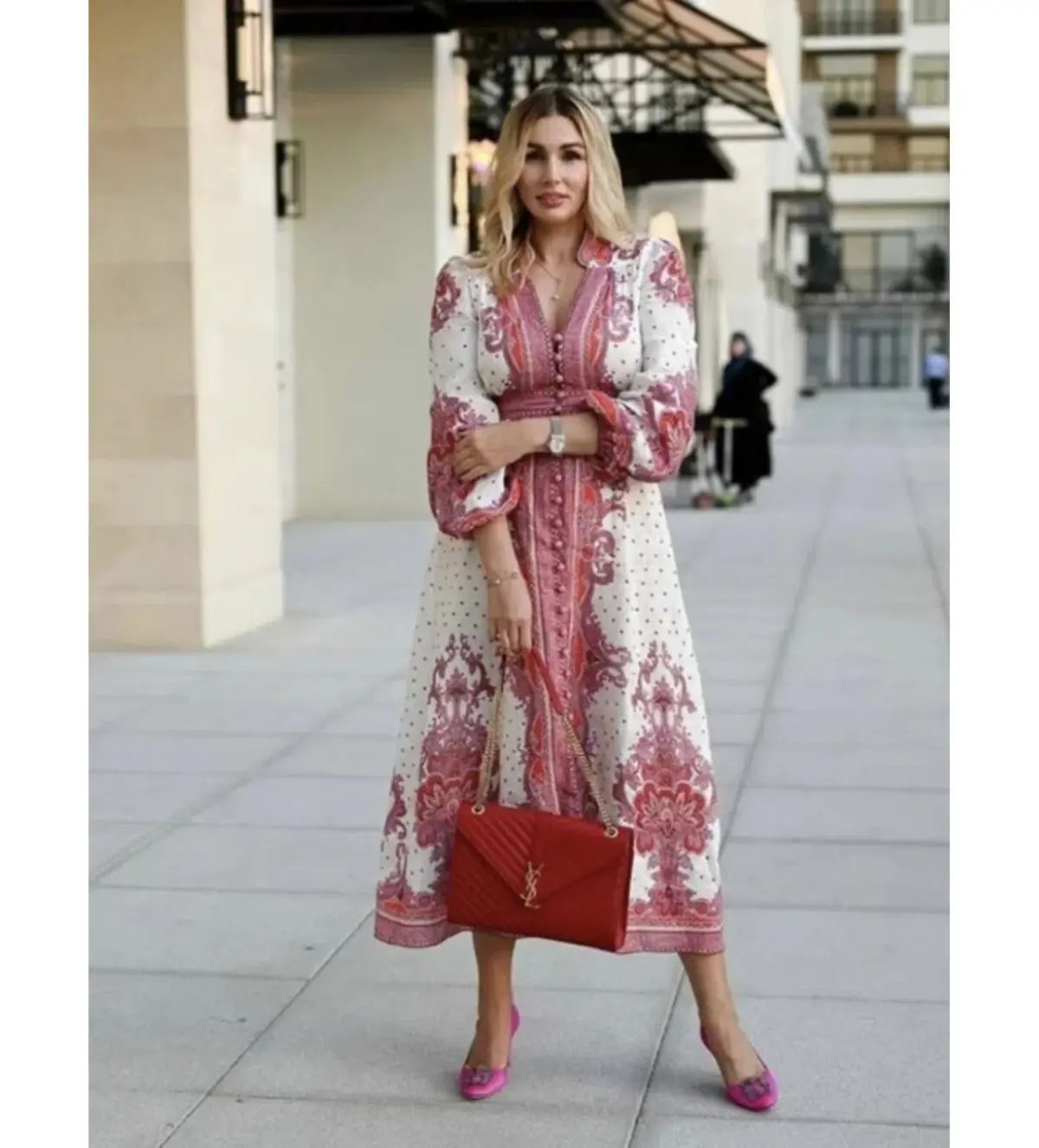 Zimmermann Bells Paisley Long Midi Dress Red Paisley Size 0 AU 8 photo 2