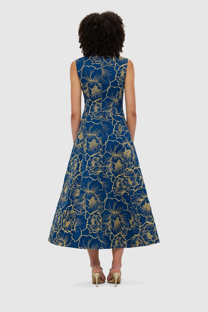 Leo Lin Nicole V Neck Midi Dress - Marine Blue photo 2