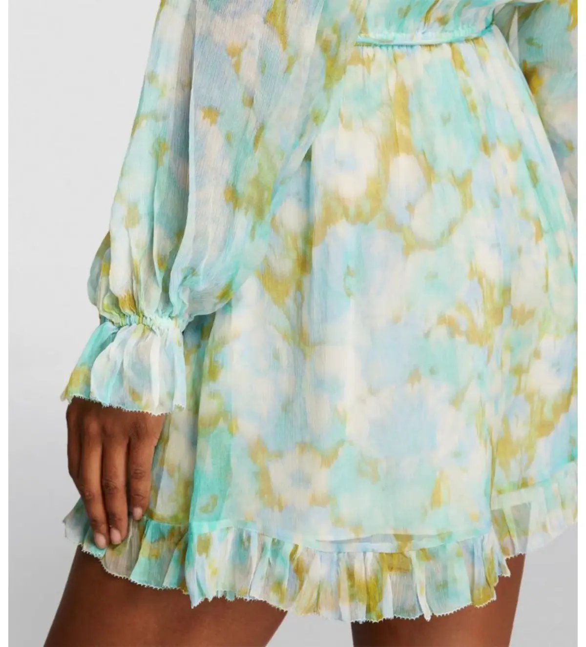 Zimmermann High Tide Flutter Embellished Floral-Print Silk-Crepon Playsuit Green Size 1/AU 8 photo 4