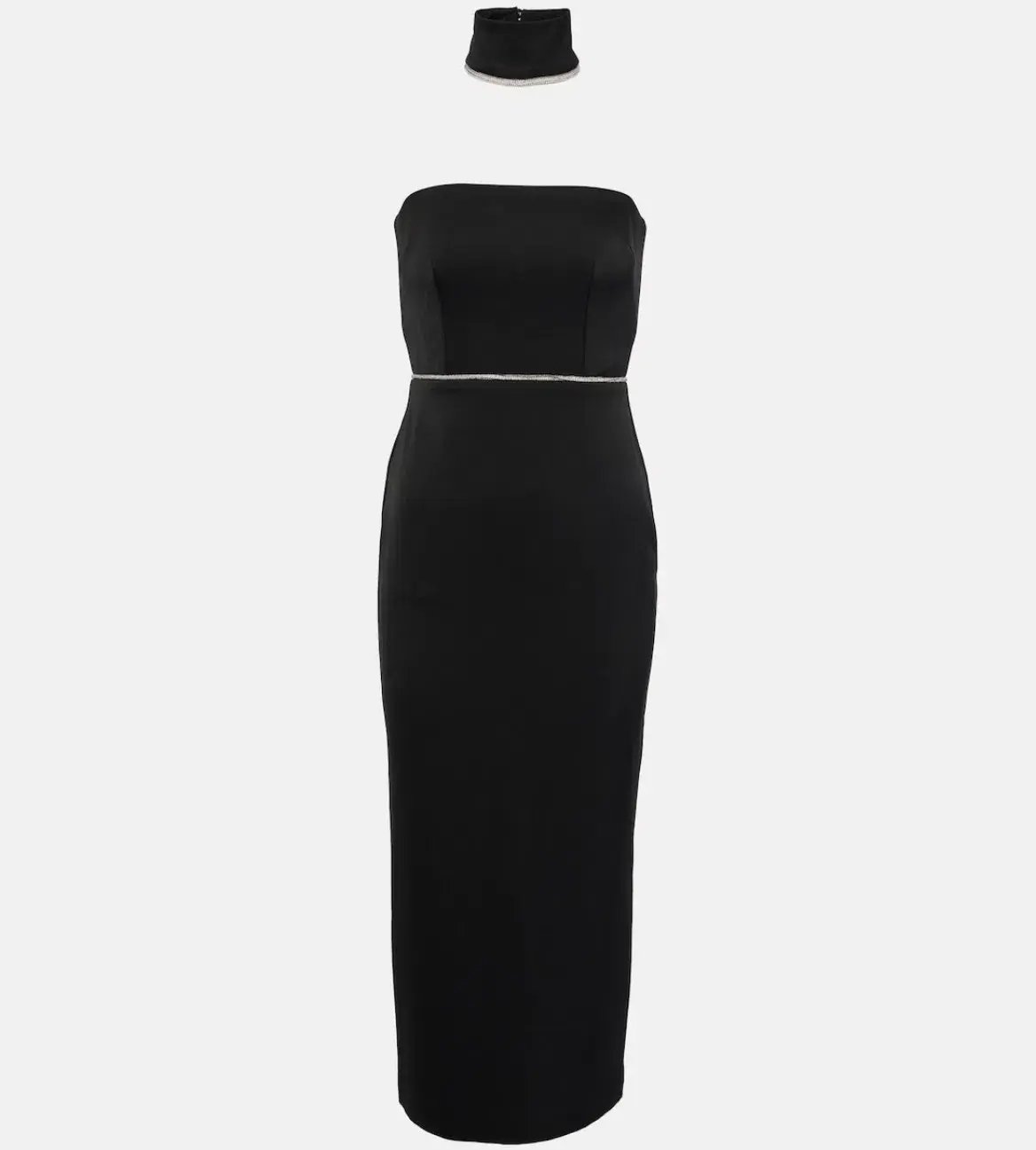 Alex Perry Crystal-embellished Satin Midi Dress Black Size 8 photo 5
